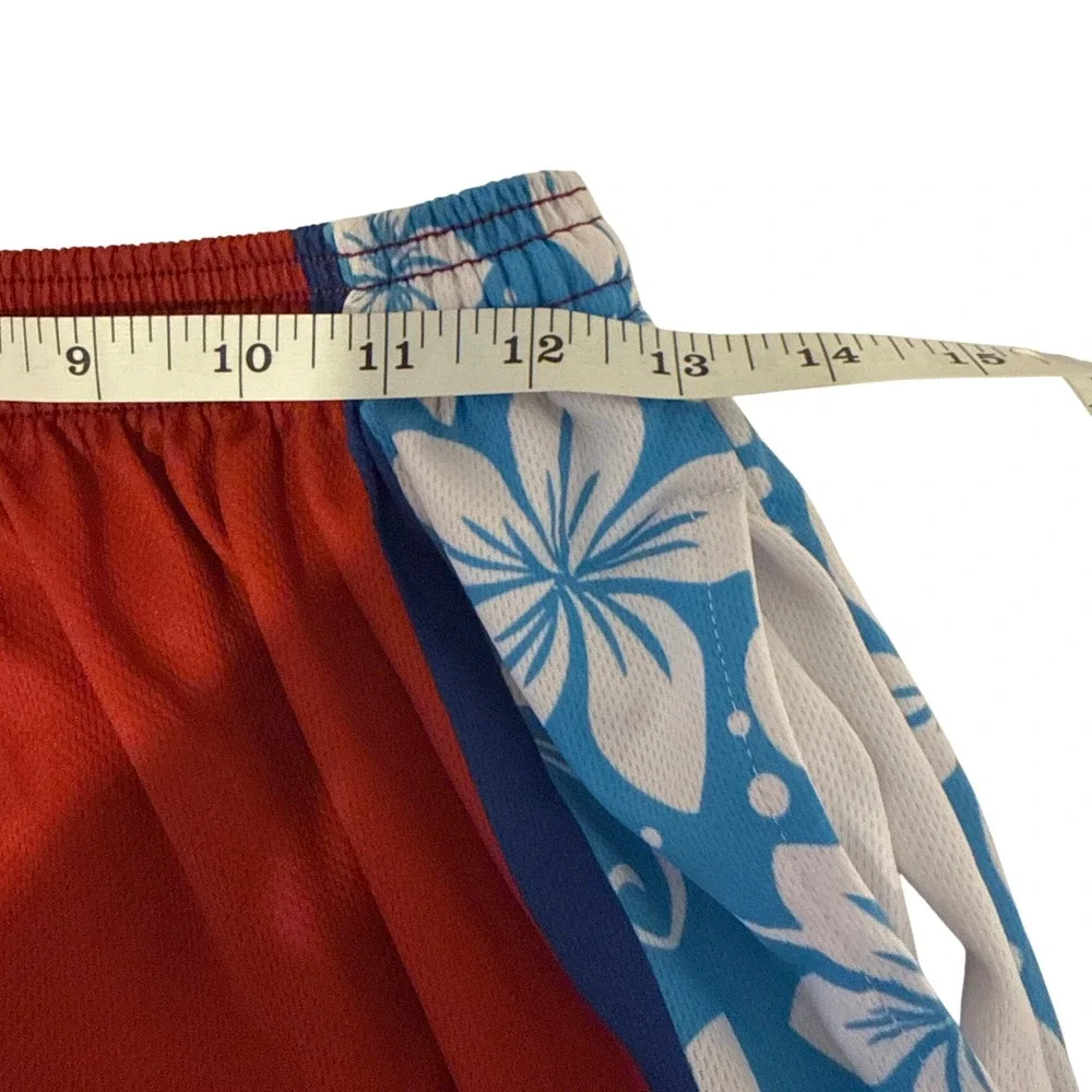 Vtg Fit 2 Win Mens L 2014 MCLA Lacrosse Championship Shorts Red Floral Mesh USA